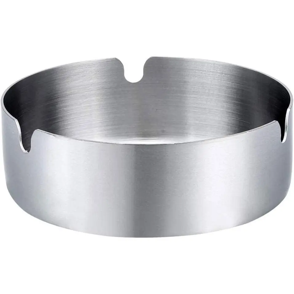 منفضة سجائر مكتبية دائرية من الفولاذ المقاوم للصدأ