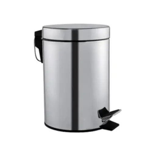 [none] Stainless Steel Basket Trash Can with Swing Lid