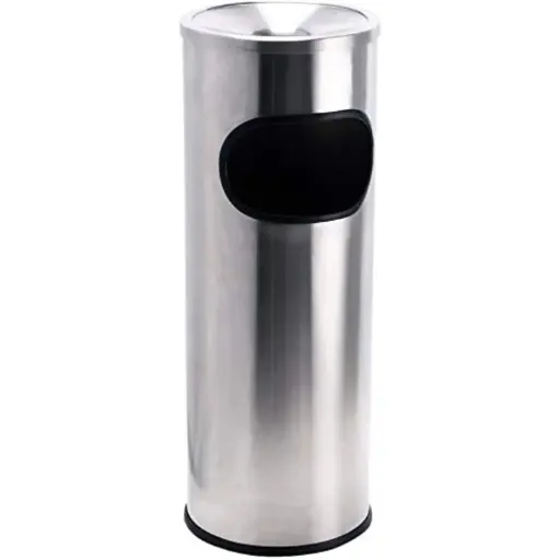 [none] Stainless Steel Trash Can with Ashtray