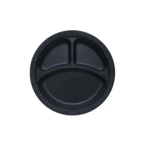 [none] Black Microwavable Plates With Cover 50 plates 1 pcs